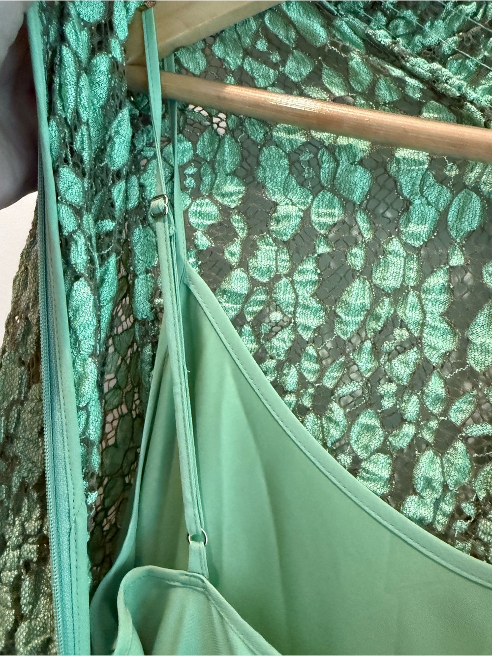 Alexis Sage Green Lace Long-Sleeve High-Neck Maxi Dress- size medium - Picture 12 of 13